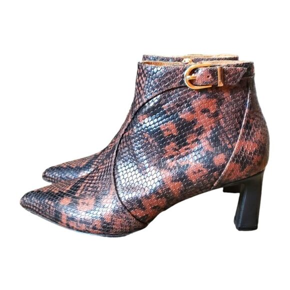Joie Rawly Snakeskin Leather Ankle Boots Size 38 - Picture 2 of 16